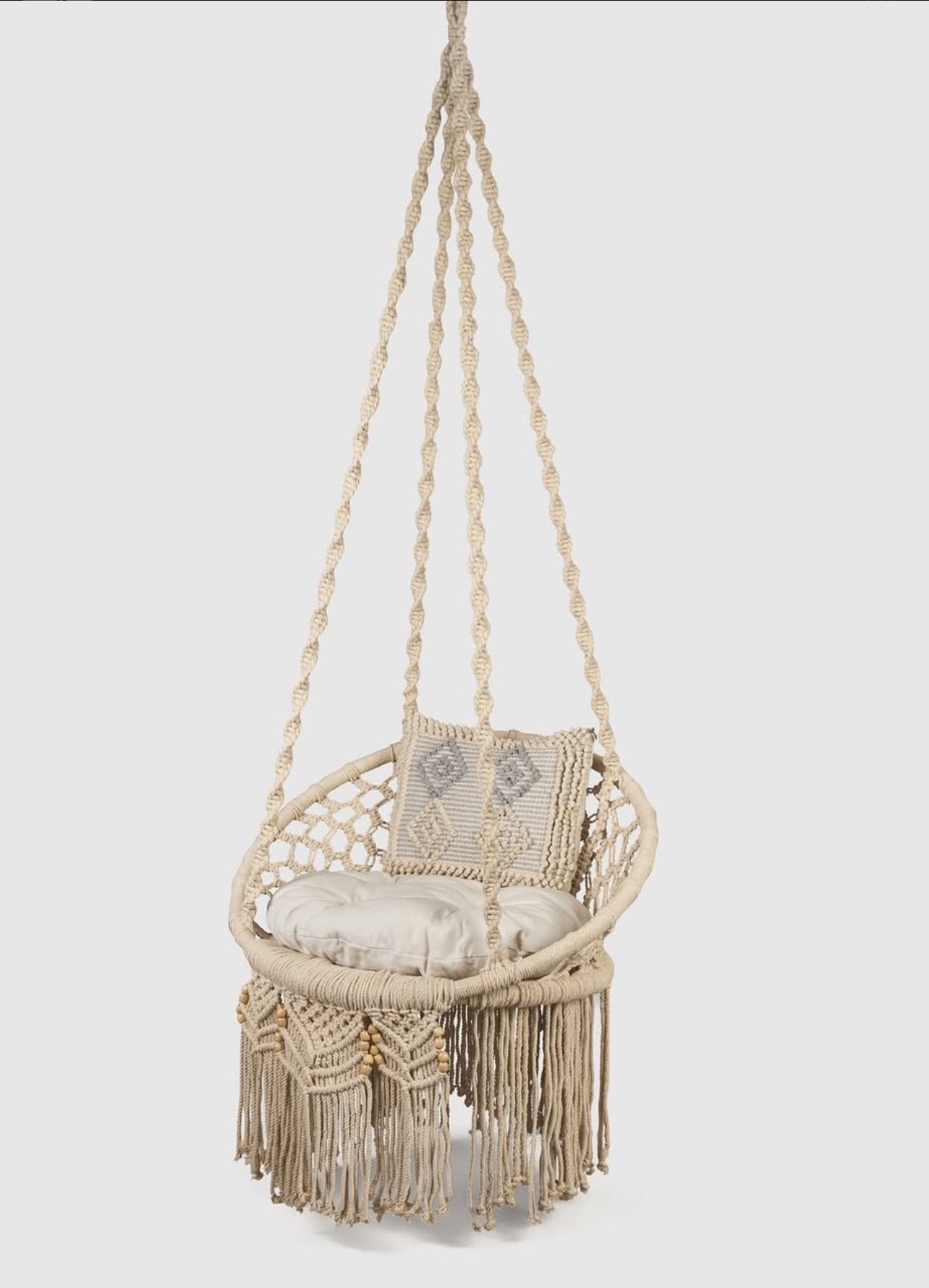 Handcrafted macrame swing
